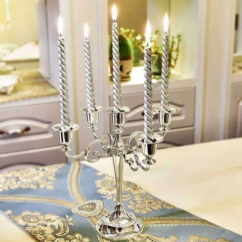 Silver Gold Bronze Black 5-Arm Candle Holder Stand Candelabra Dinner Candlestick Y260131