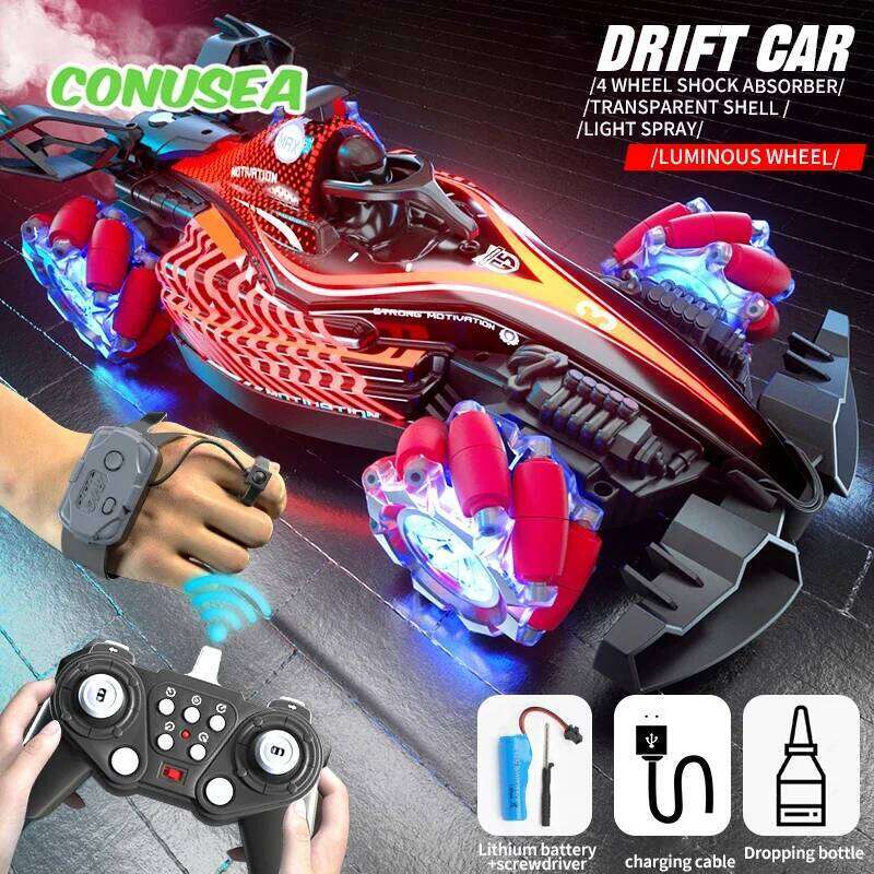JJRC Rc Drift Car Racing Stunt Cars Sound Led Lights 2.4G Gesture Remote Control Spray Electric Vehicle Children Toys for Boys Y260131