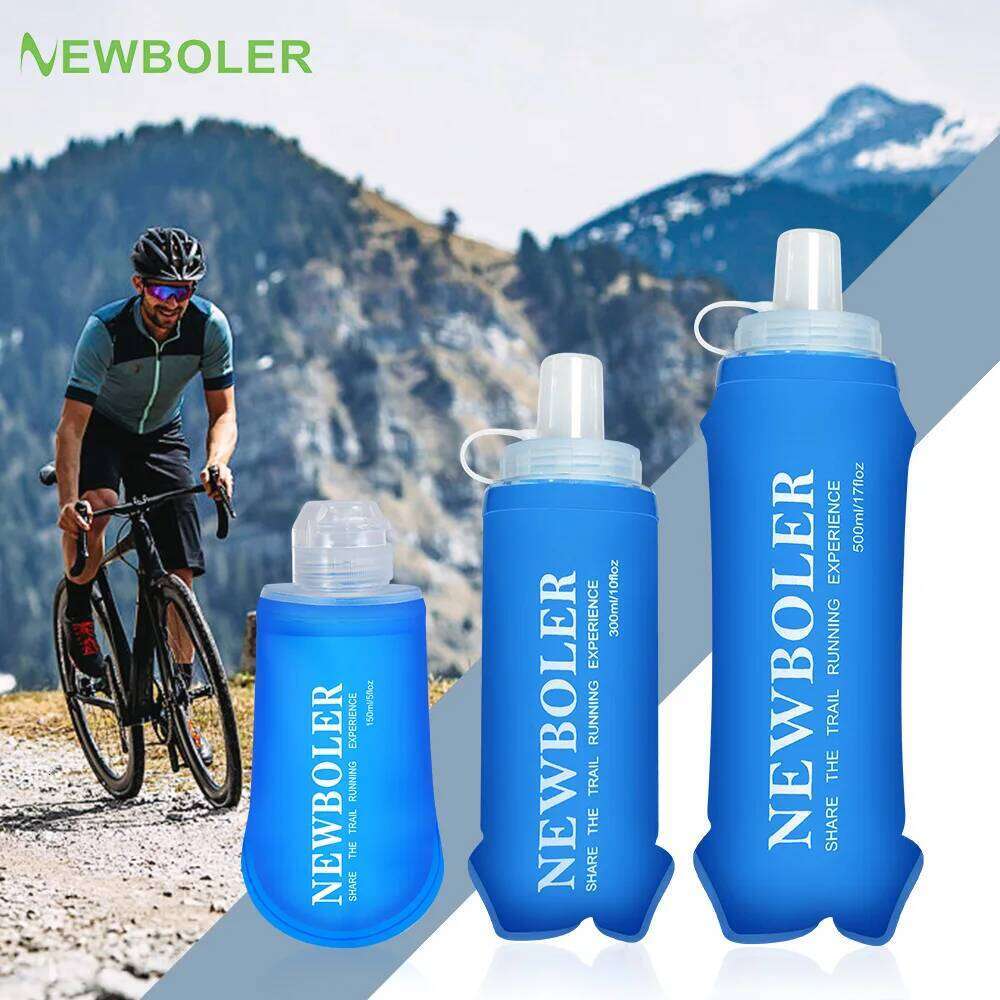 NEWBOLER 150/300/500ml Outdoor TPU Foldable Silicone Bite Size Running Camping Hiking Travel Practical Water Bottle Z260202