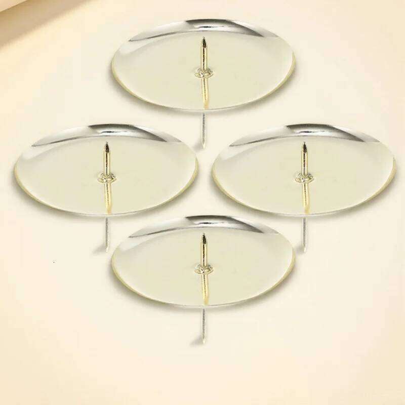 4pcs Glossy Metal Holder Round Pillar Stand for Wedding Home Decor Tea Light Fixing Plate Modern Table Ornament Y260131