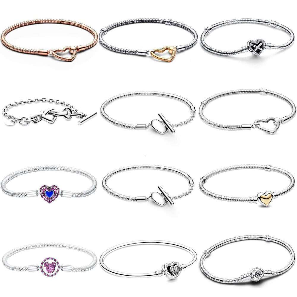 Original 925 Silver Moments Bracelets Rose Gold Golden Love Heart Clasp Bead Charm Bracelet For Women DIY Jewelry Gifts H260202