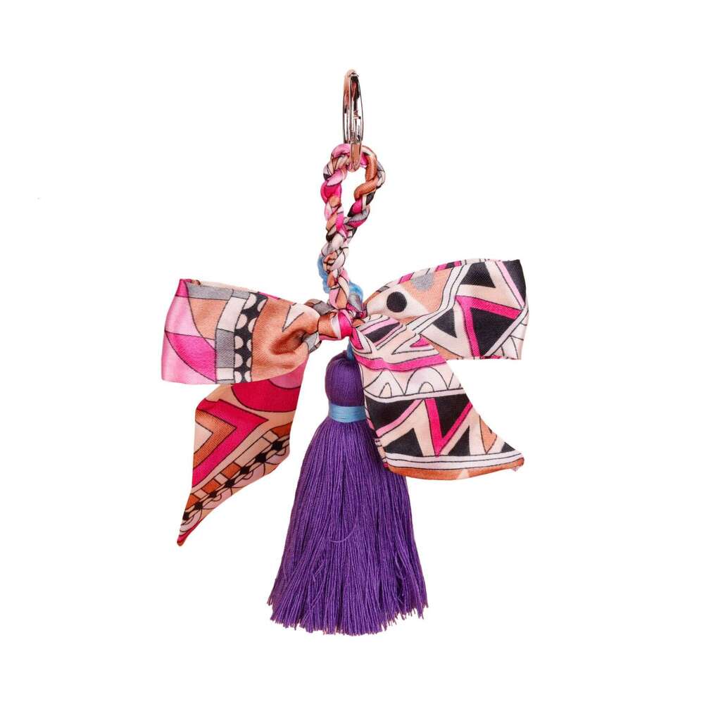 Leather pony pendant keychain Silk scarf bow string Suitable for keychains, bucket bags and birthday gifts