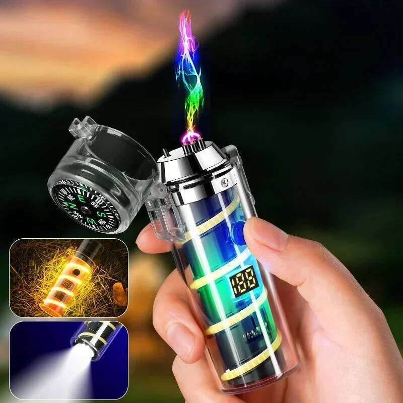 Waterproof Windproof Dual Arc Electric Lighters Multifunction Plasma USB Rechargeable Lighter High-Bright Dream Atmosphere Light W260202