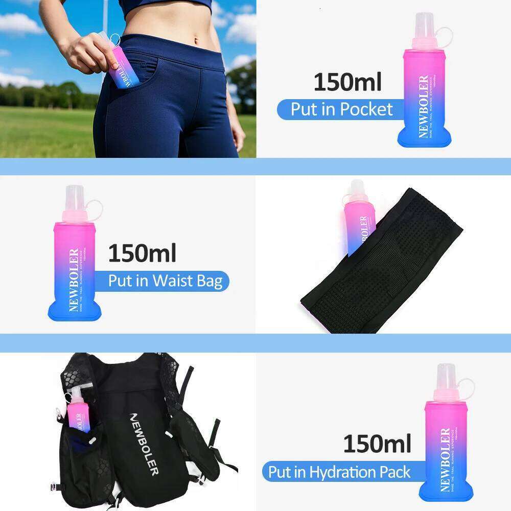 150ml TPU Outdoor Sport Folding Soft Flask Drink Bottle for Running Camping Hiking Bicycle Fitness Water Bag Z260202