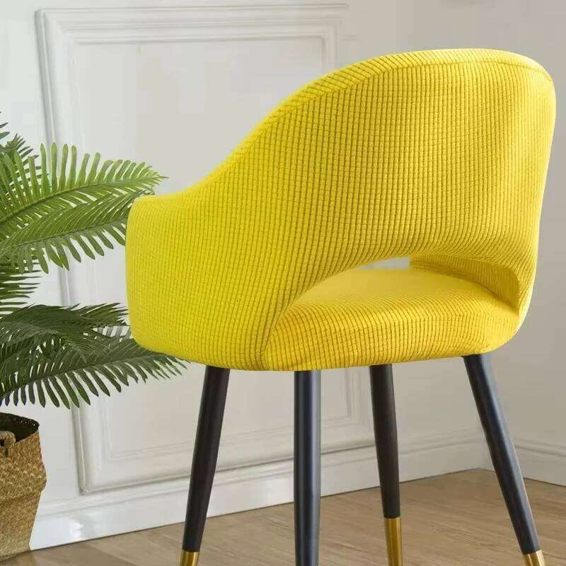 Universal Curved Hollow Back Jacquard Arc Armchair Dining Chair Covers Home Spandex Elastic Dustproof Cover 26Y0202