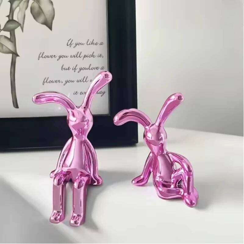 Long-Eared Rabbit Double Statue Cartoon Decoration Accessories Living Room Bedroom Car Decor Desktop Decorative Ornamet 1/2/4Pcs Y260202