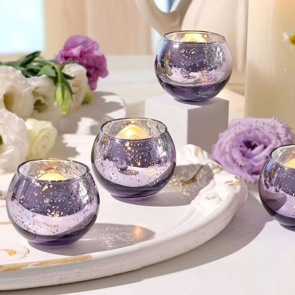 6/12 Pcs Assorted Votive Holders Mercury Tealight Candle Holder Glass Wedding Table Decorations for Home Birthday Party Y260131