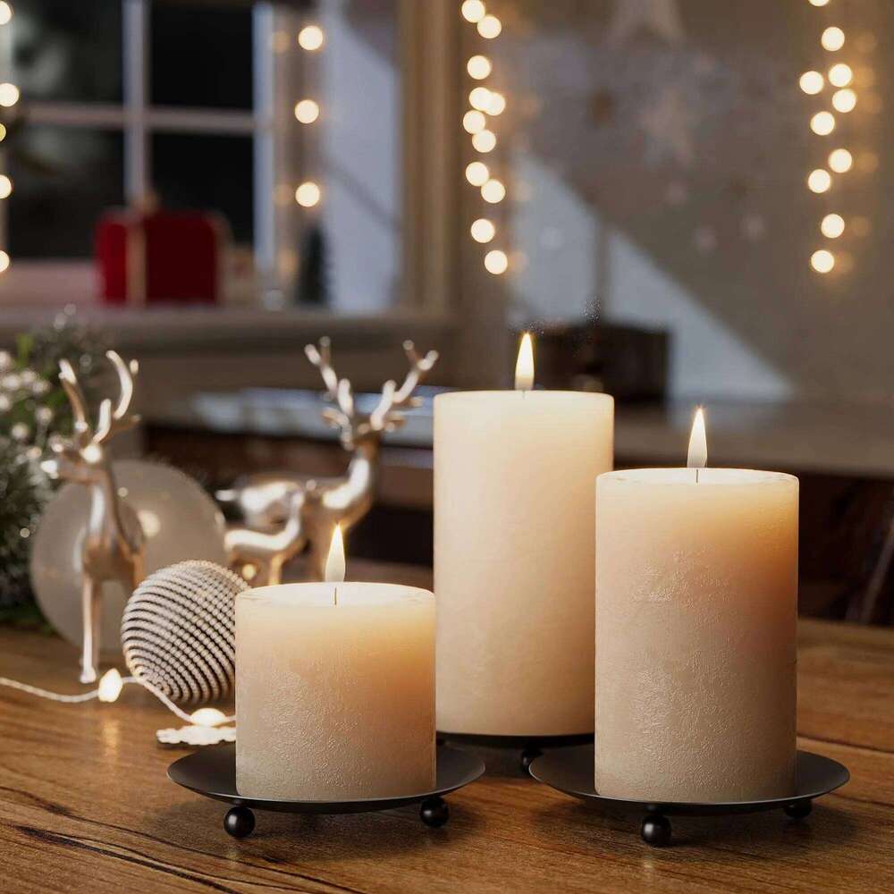 1/2PC Iron Black Golden Holders Metal Plate Wedding Party Christmas Decorative Candlestick Round Candle Holder Tray Base Y260131