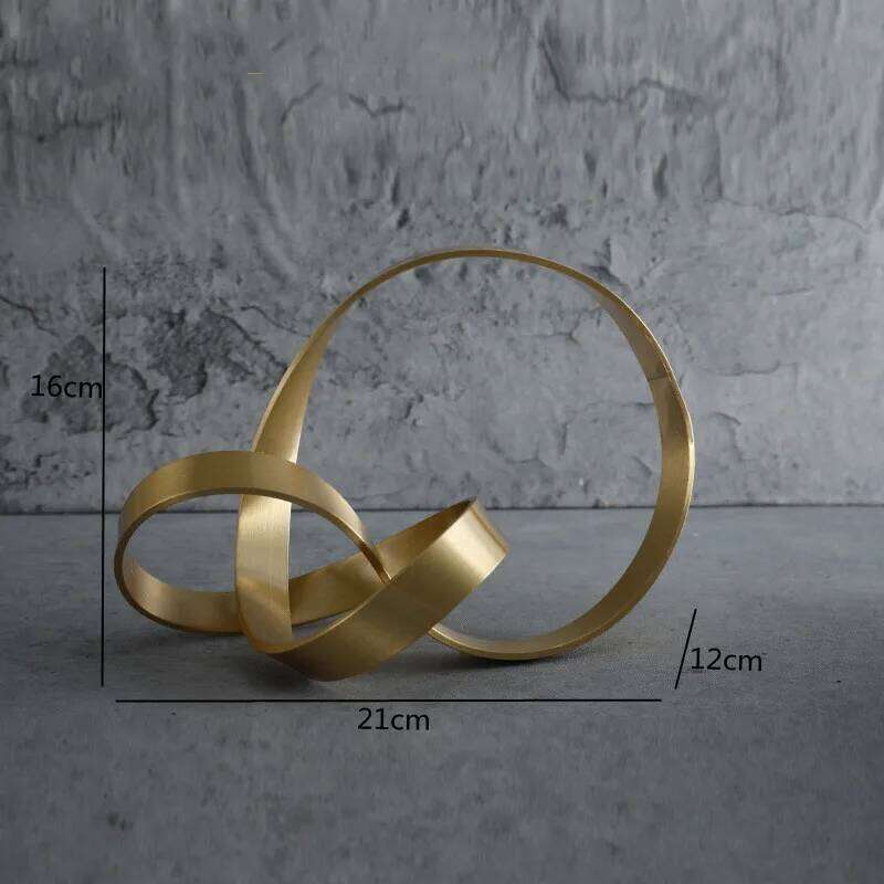 Creative Gold Crafts Knot Golden Line Hollow Out Metal Figurine Winding Rope Decorative Figurines Home Decoration Accessories Y260202