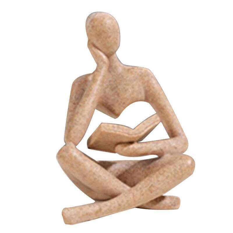 AUAU-Thinkers Sculptures, Thinkers Resin Statue Reading Ornament,Thinkers Sculpture Decoration, Modern Book Decor Y260202