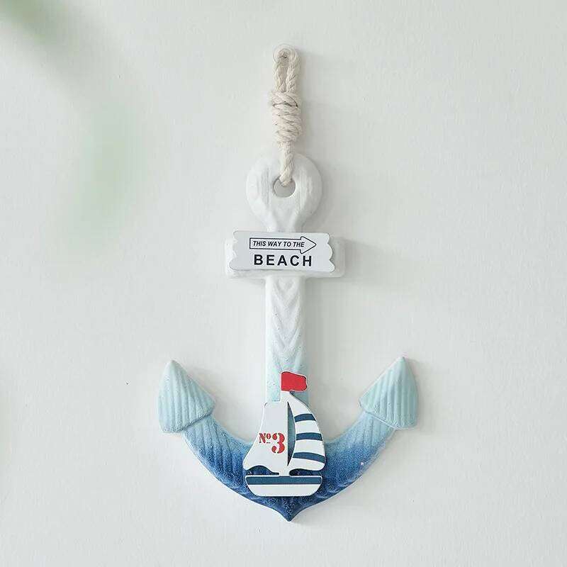 New Anchor Navigation Decoration Wooden Marine Crafts Home Wall Courtyard Decor Pendant Hanging Clothes Hook Beach Sign Y260202
