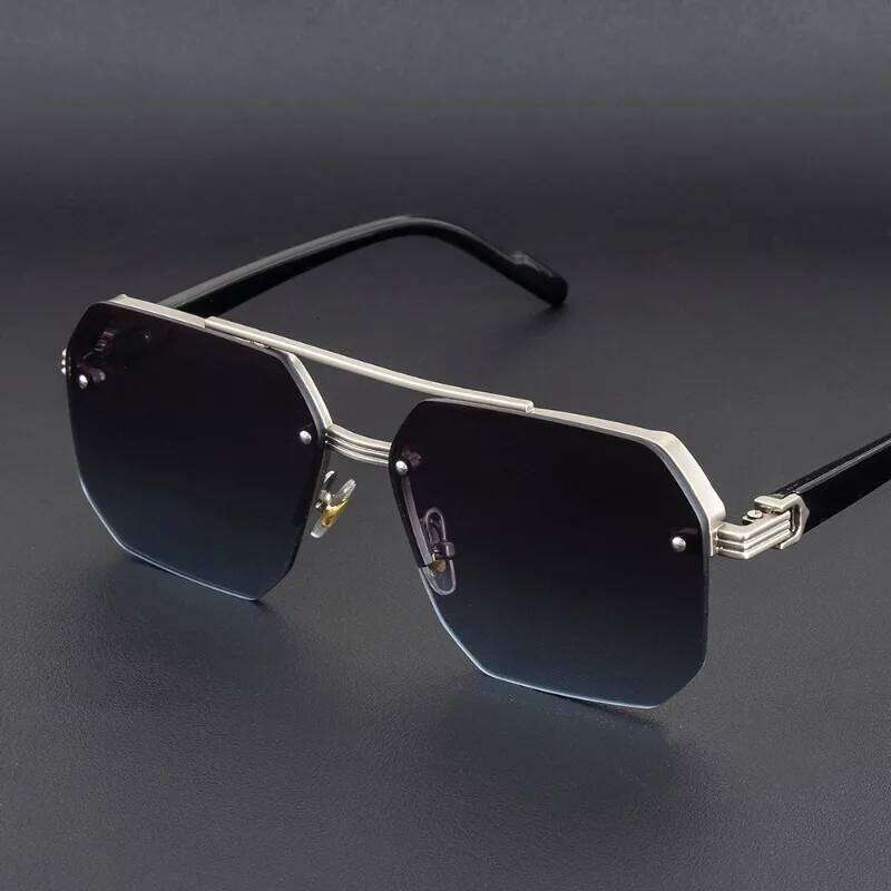 New Retro Double Bridges Square Eyewear Metal Men Sunglasses Fashion Gradient Shades UV400 Women Sun Glasses H260202