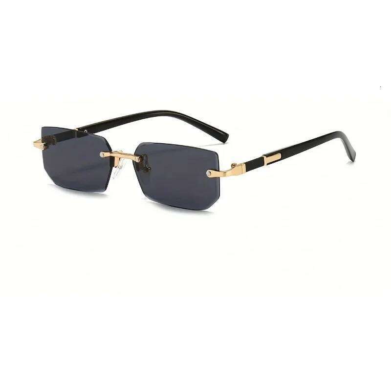 Fashionable Retro Square Unisex Frameless Sunglasses UV Protection Street Style Versatile Slimming Design for Men And Women H260202