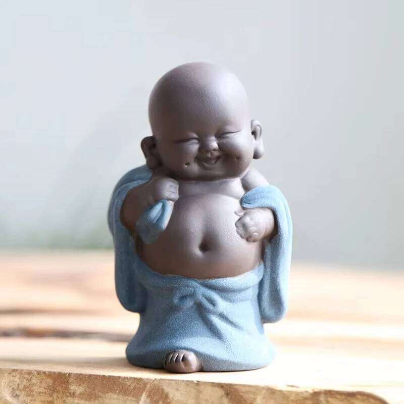 Buddha Statues Small Monk Geomantic Decoration Purple Figurines Home Decor Sculptures Tea Pet Crafts Color Sand Ceramic Y260202