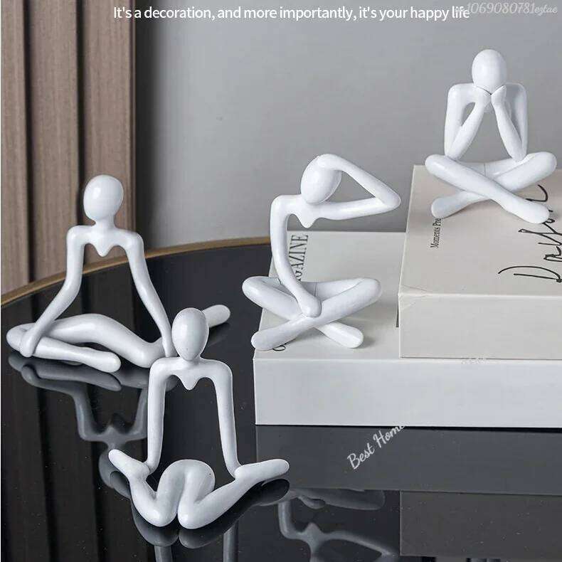 1pc Plastic Thinker Statues Abstract Mini Characters Figurines Home Office Study Room Bookshelf Decor Accessories Y260202