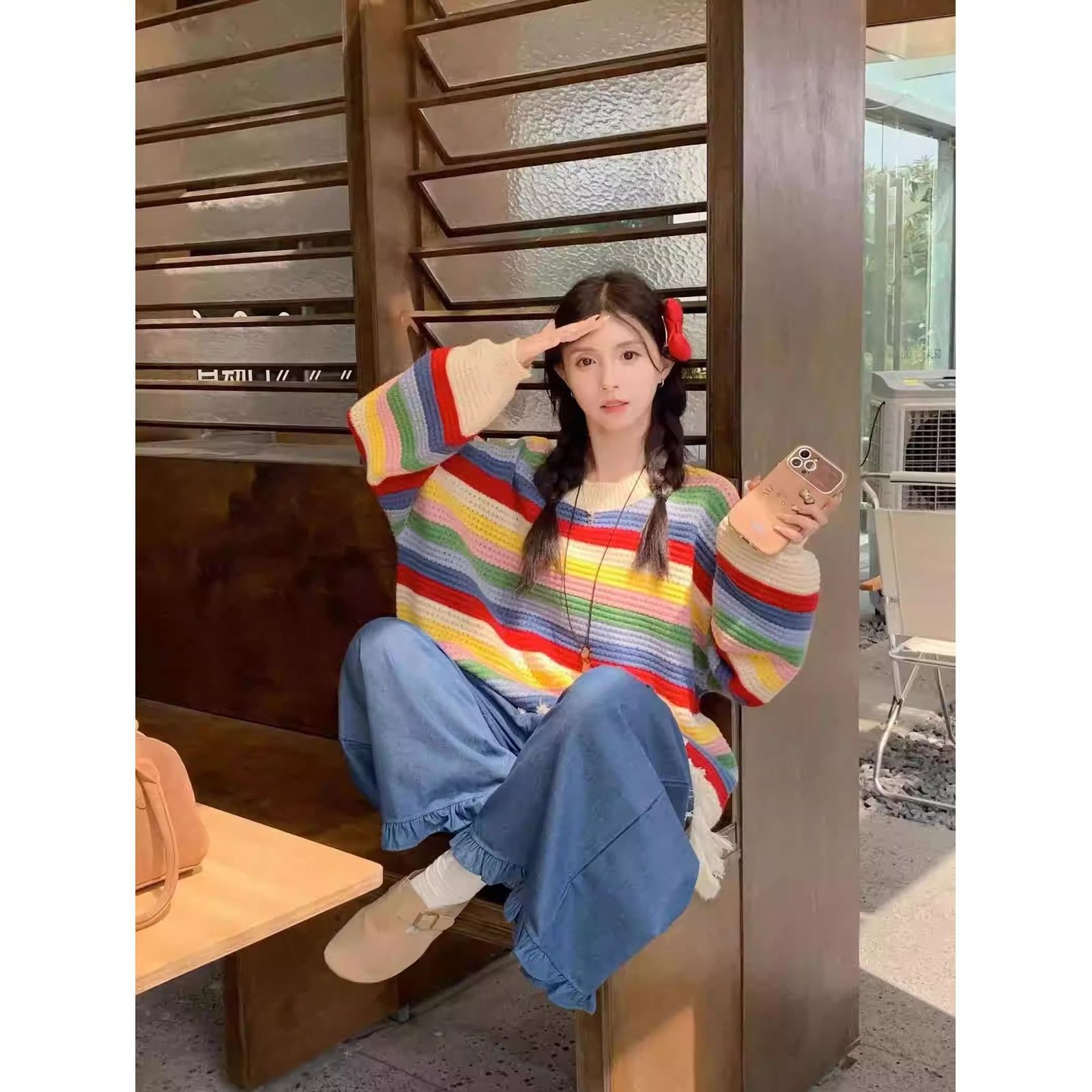 Tossy Tassel Contrast Holiday Sweater Pullovers For Women Loose Flared Sleeve Beach Boho Knit Female Cover up Pullover Crop top 240808