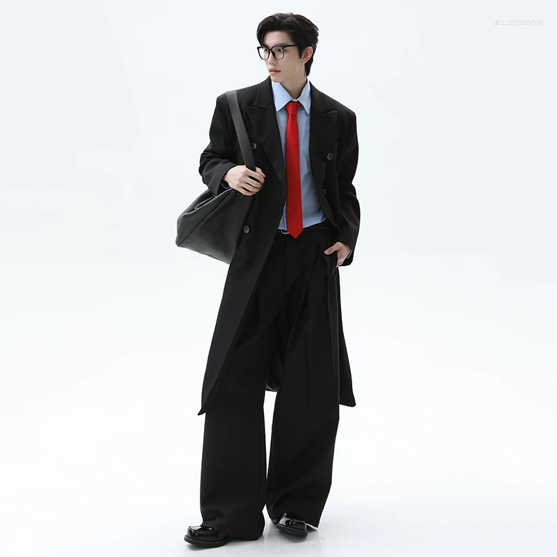 Men's Trench Coats FEWQ British Style Trenchcoats Lapel Solid Color Overknee Double Breasted Loose Male Overcoats Autumn 2026 24K6048