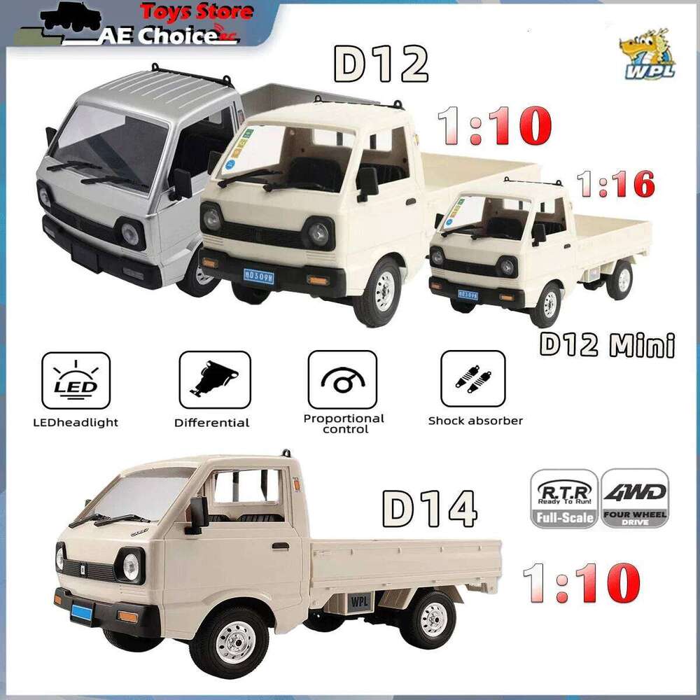 WPL 1:10 D14 4WD RC D12 1/10 Full Scale Minivan Drift Remote Control D12Mini 1/16 Electric Car Toys for Children Gift Y260131
