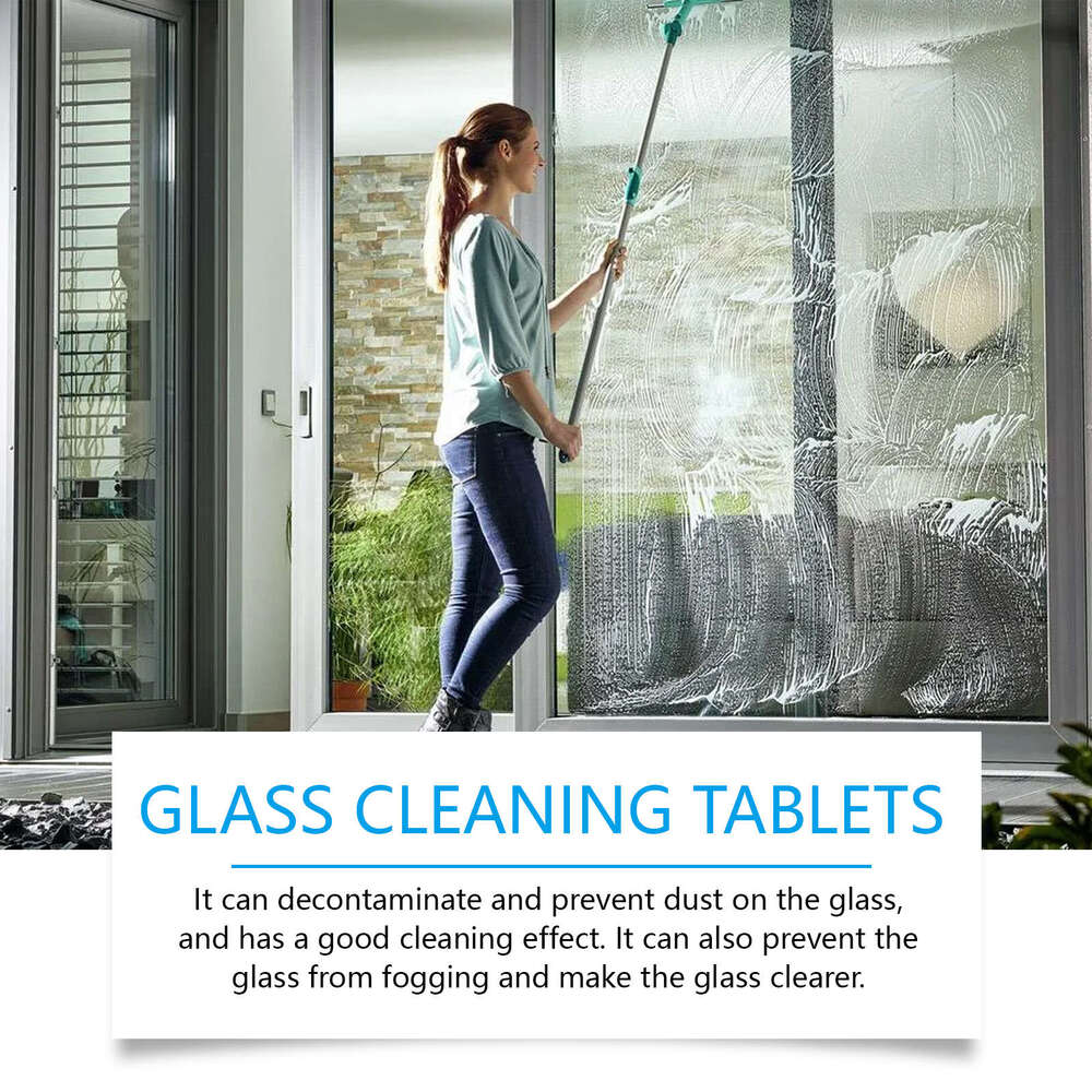 Jue-Fish Glass Cleaner Effervescent Tablets for Cleaning Water Stains, Dust, Stubborn Dirt on Windows and Doors, Making Surfaces Sparkling Clean S2602