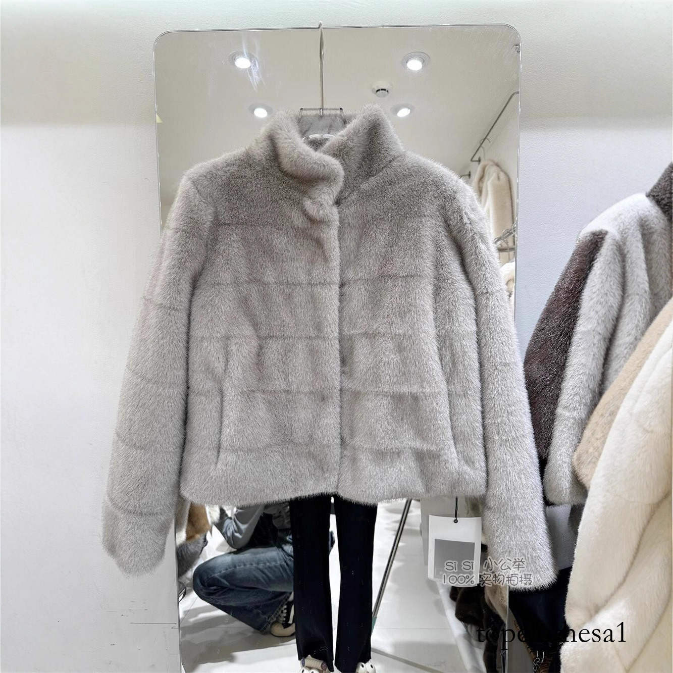 New Luxurious Mink for Women, Faux Rabbit Short Thickened Fur Coat in Winter Beige and Apricot Colors - view 4