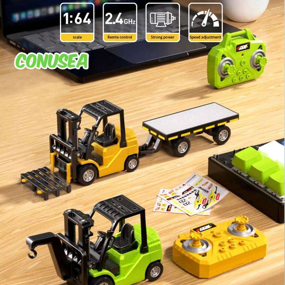 1/64 RC Forklift Trucks Alloy Mini Desktop Toys 2.4G Rc Cars Remote Control Engineer Vehicle Christmas Gifts for Boys Adults Y260131