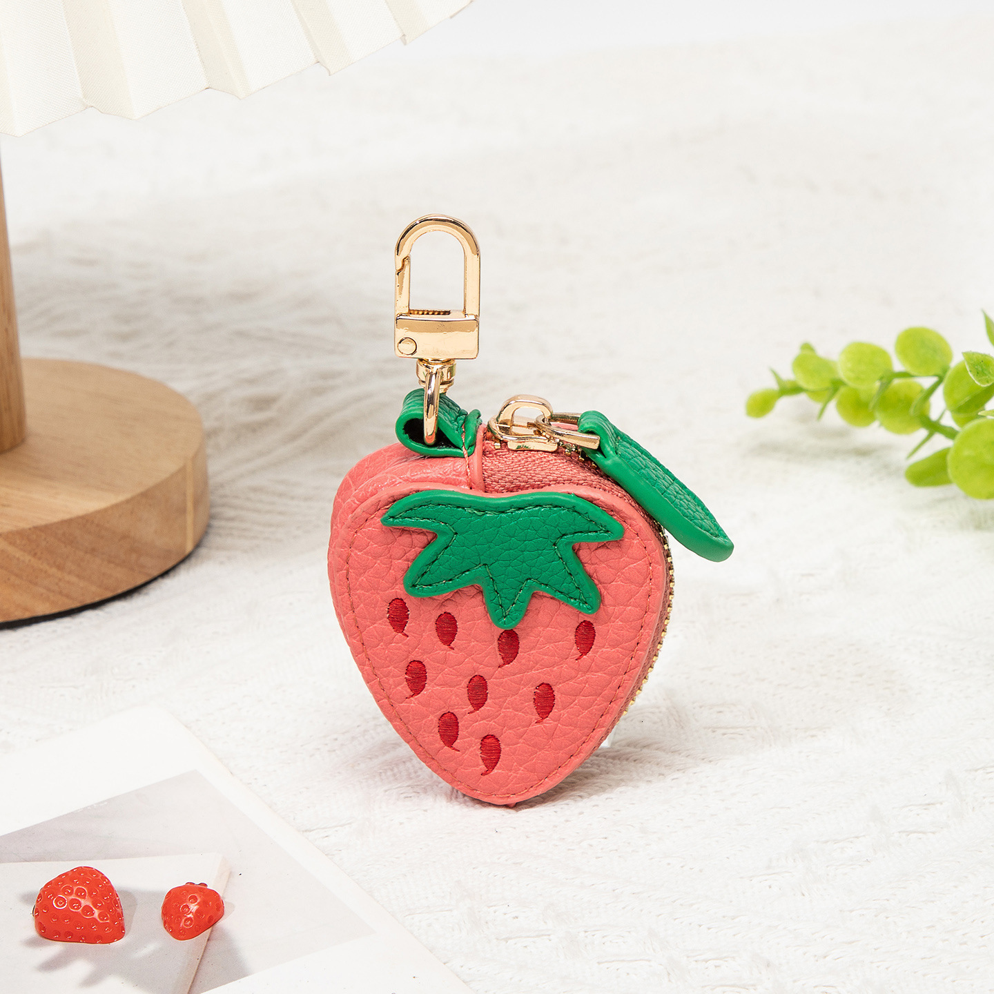 Bag Charm Key Chain Purse Accessory Bag Pendant Fruit Series Coin Purse PU Leather Keychain Earphone Bag Small Cute Coin Bag