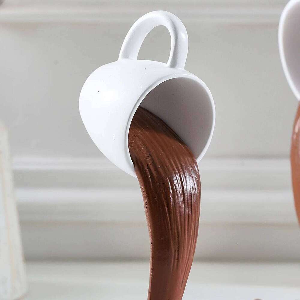 1PC, a three-dimensional suspended anti-gravity tipping coffee cup decorative item made of resin. Y260202