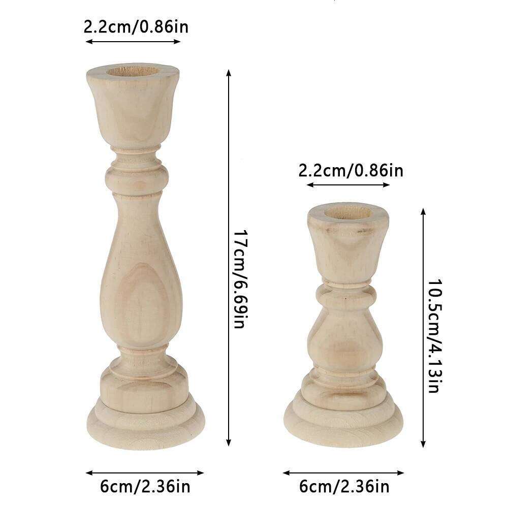 Wooden Candlesticks Unfinished DIY Classic Craft Candle Holders for Paint or Living Room Home Wedding Holiday Decorations Y260131