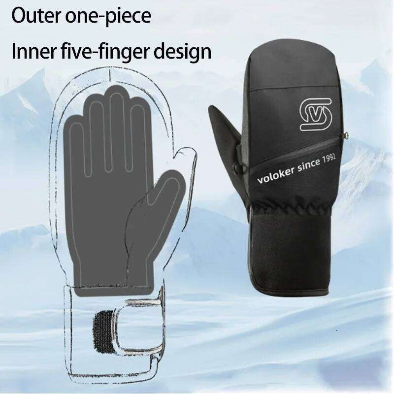 Warm Waterproof Ski Durable Nylon Fleece-Lined Unisex Cycling Winter Outdoor Gloves XJ260202