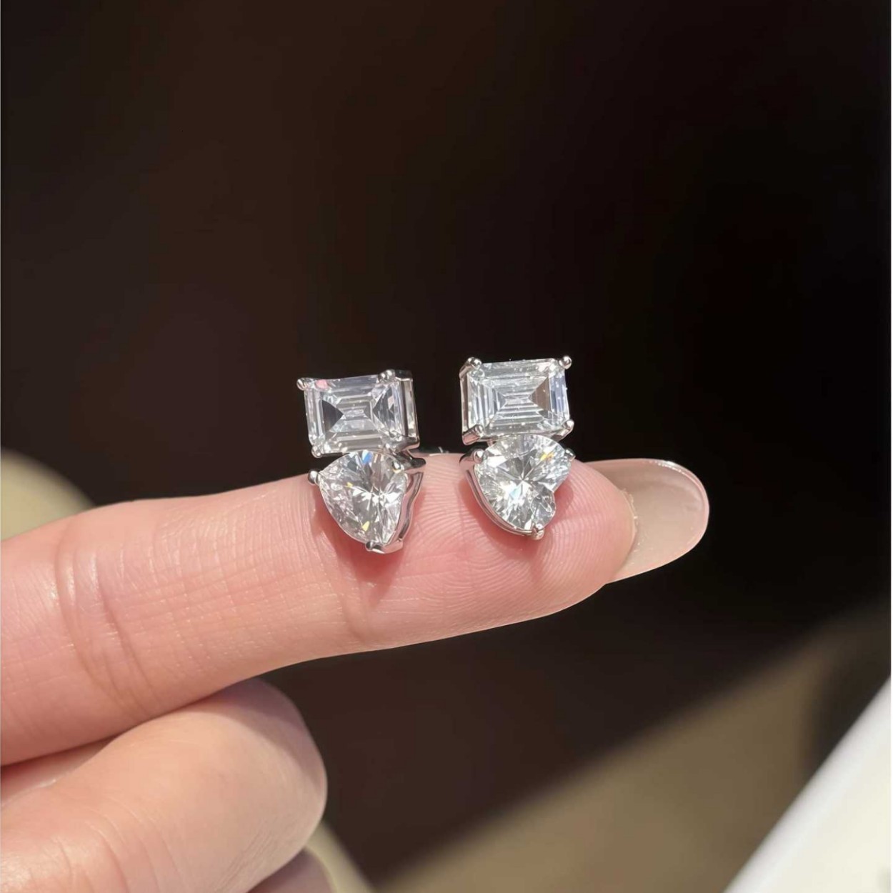 4cttw Emerald Pear Cut Diamond Earrings for Women GRA Certified S925 Sterling Silver Two Stone Stud Earring Jewelry 251031