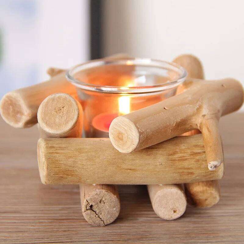 Rustic And Romantic Wooden Delicate Christmas Vintage Candle Holder for DIY New Year Party Wedding Home Decor Craft Gift Y260131