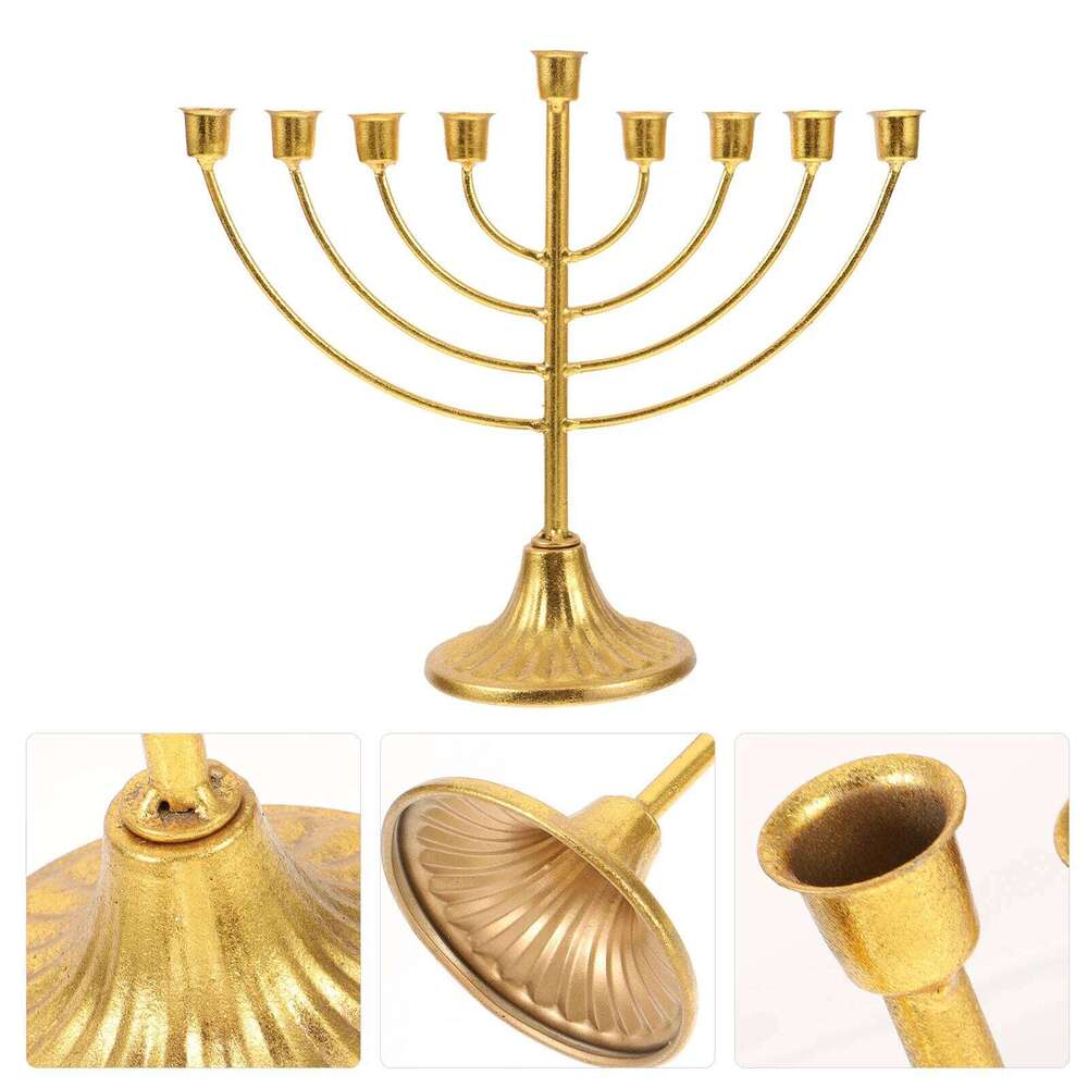 Hanukkah Menorah 9 Branch Holder Traditional Jewish Temple Shabbat Table Centerpiece for Home Decor Y260131