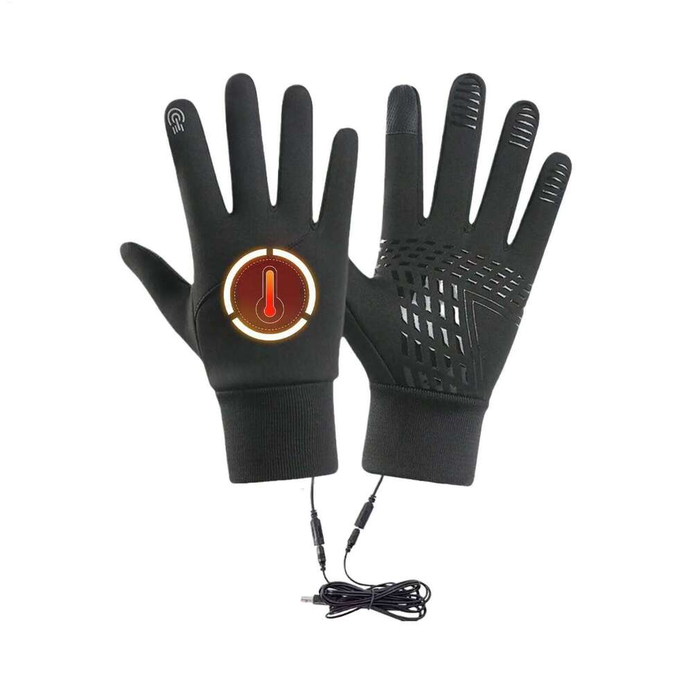 1 pair Men Electric Rechargeable USB Heated Gloves Hand Warmer Thickened Mitts for Snowboarding Camping XJ260202