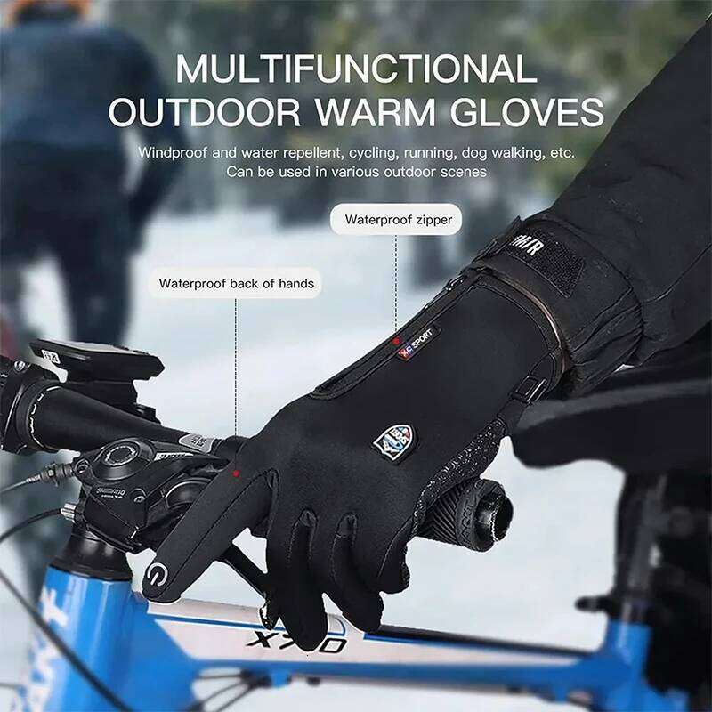 Winter For Men Waterproof Windproof Cold Cycling Gloves Snowboard Motorcycle Riding Driving Warm Touchscreen Zipper Glove XJ260202