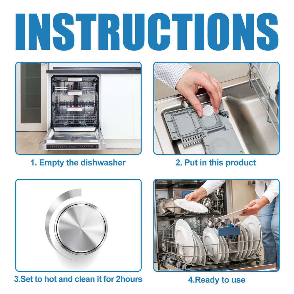 Jue-Fish Dishwasher Cleaning for Built-in Drawer Dishwashers, Special Stain and Grease Remover Tablets S260202