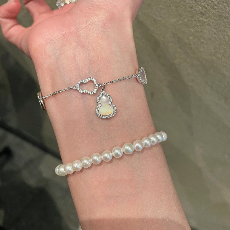 Zircon Mother-of-Pearl Hollow Gourd Pendant New Chinese Style Exquisite Luxurious Elegant Bracelet Light Luxury High-End Feel Jewelry - view 4