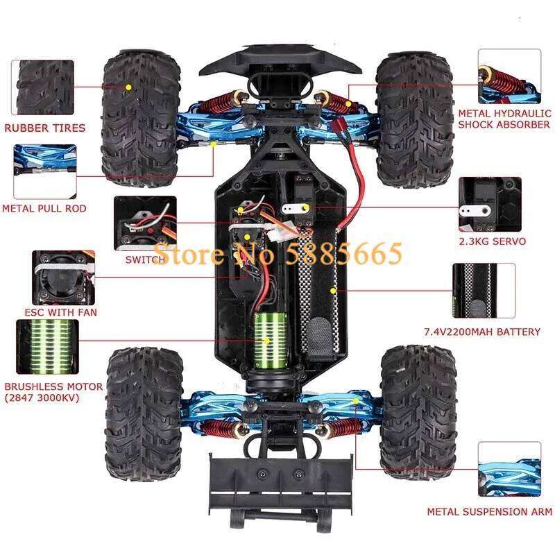 Professional Adult 80KM/H Alloy Frame Brushless Car Toys 4WD Buggy High Speed Racing Truck 200M Brake 1:10 RC Cars Model Toy Y260131