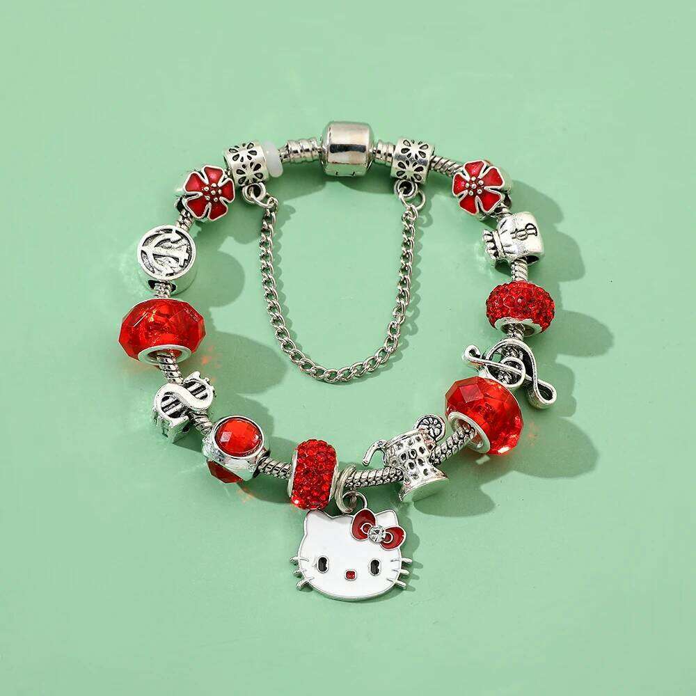 Romantic Silver Color Charm Bracelet with Hello Kitty Brand, DIY Jewelry Making, Party, Trendy, 1 Pc H260202
