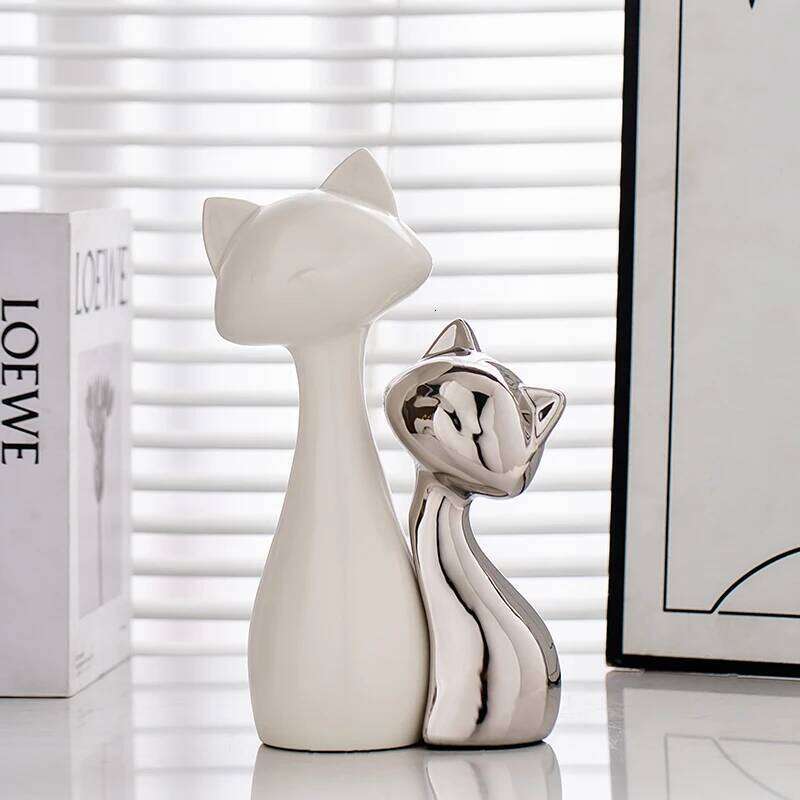 Artisan Cat Sculpture Minimalist CeramicDecor for Shelves & EntrywayWhimsicalFelineAccent with GoldLeafUniqueHomeOfficeGift Y260202