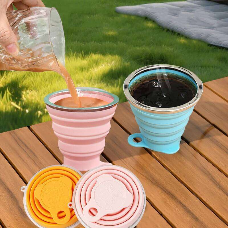 Outdoors Silicone Folding with Hanging Hole Creative Water Cup Travel Portable Coffee Cups Telescopic Drinking Mug Z260202