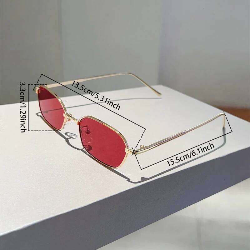 KAMMPT Vintage Rectangle Sunglasses Men Stylish Metal Rim Retro Shades Women Trendy Fashion Brand Design Decorative Sun Glasses H260202