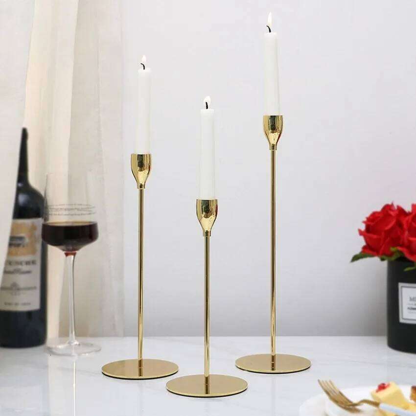 3Pc/Set European Style Metal Candle Holders Fashion Simple Wedding Table Decoration Party Living Room Candlestick Christmas Gift Y260131