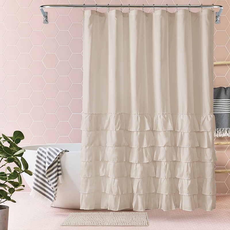 YL-38260 New Pleated Bathroom Shower Curtain, Polyester, Mildew-proof and Waterproof, Hotel Partition
