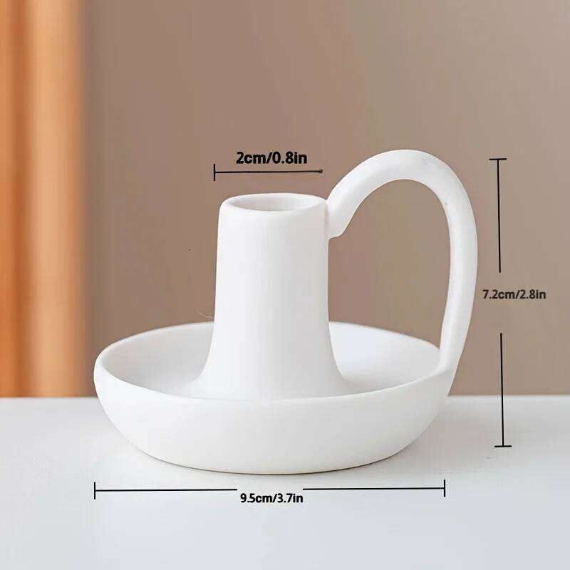 1pc Elegant Simple Modern Ceramic Candlestick Ornaments Creative Homestay Decorative Dining Table Candlelight Dinner Props Y260131