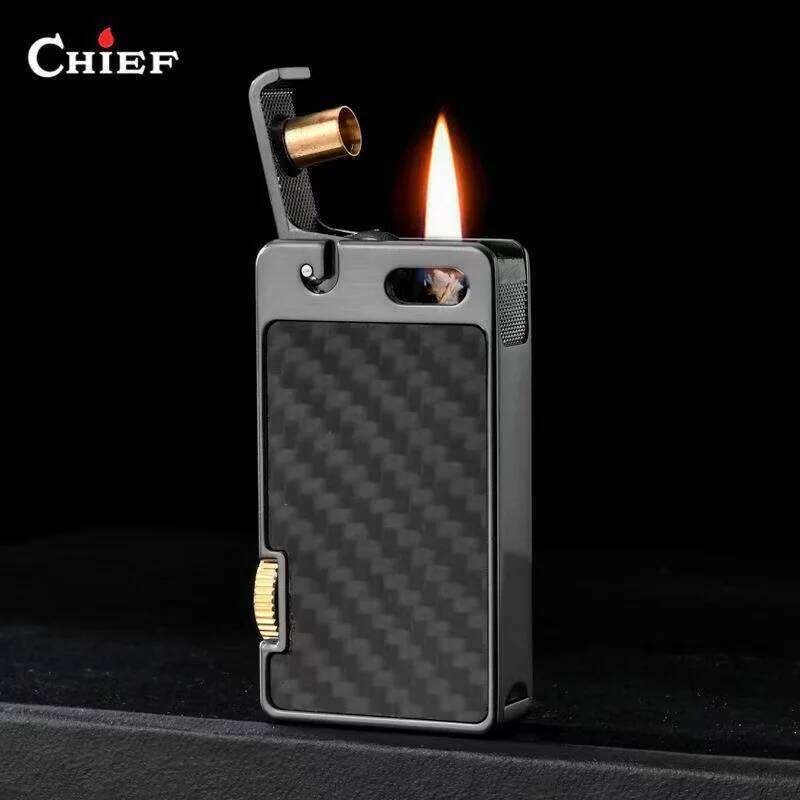 CHIEF Metal Kerosene Lighter Creative One Click Press Launch Ignition Exquisite Tang Grass Personality Retro Creativity W260202