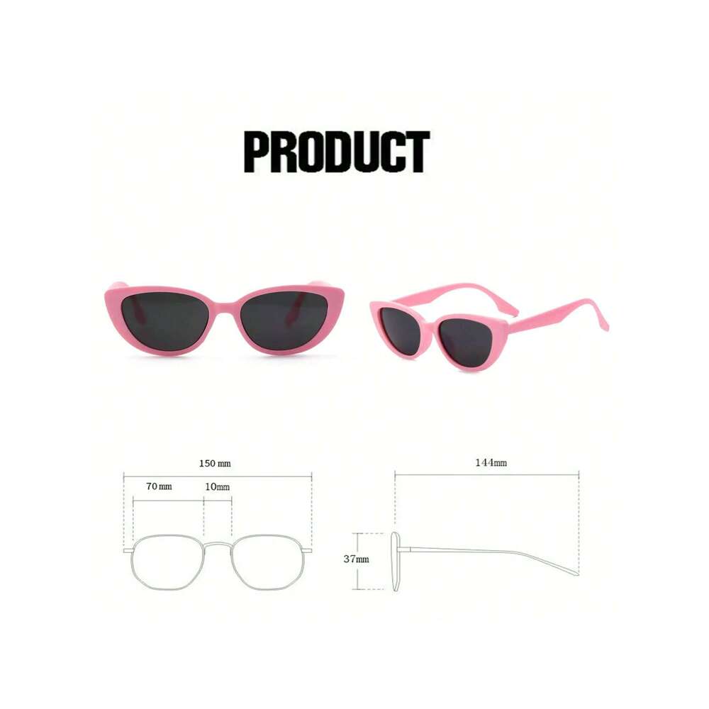 1pair Pink Slim Cat Eye Sunglasses - Retro UV Protection Plastic Frame Versatile Eyewear for Women H260202