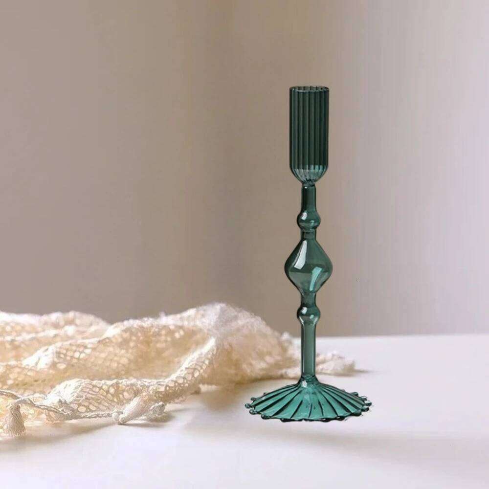 Creative Glass Candle Holder Romantic Candlelight Dinner Candlestick Living Room Dining Table Decoration Wedding Party Decor Y260131