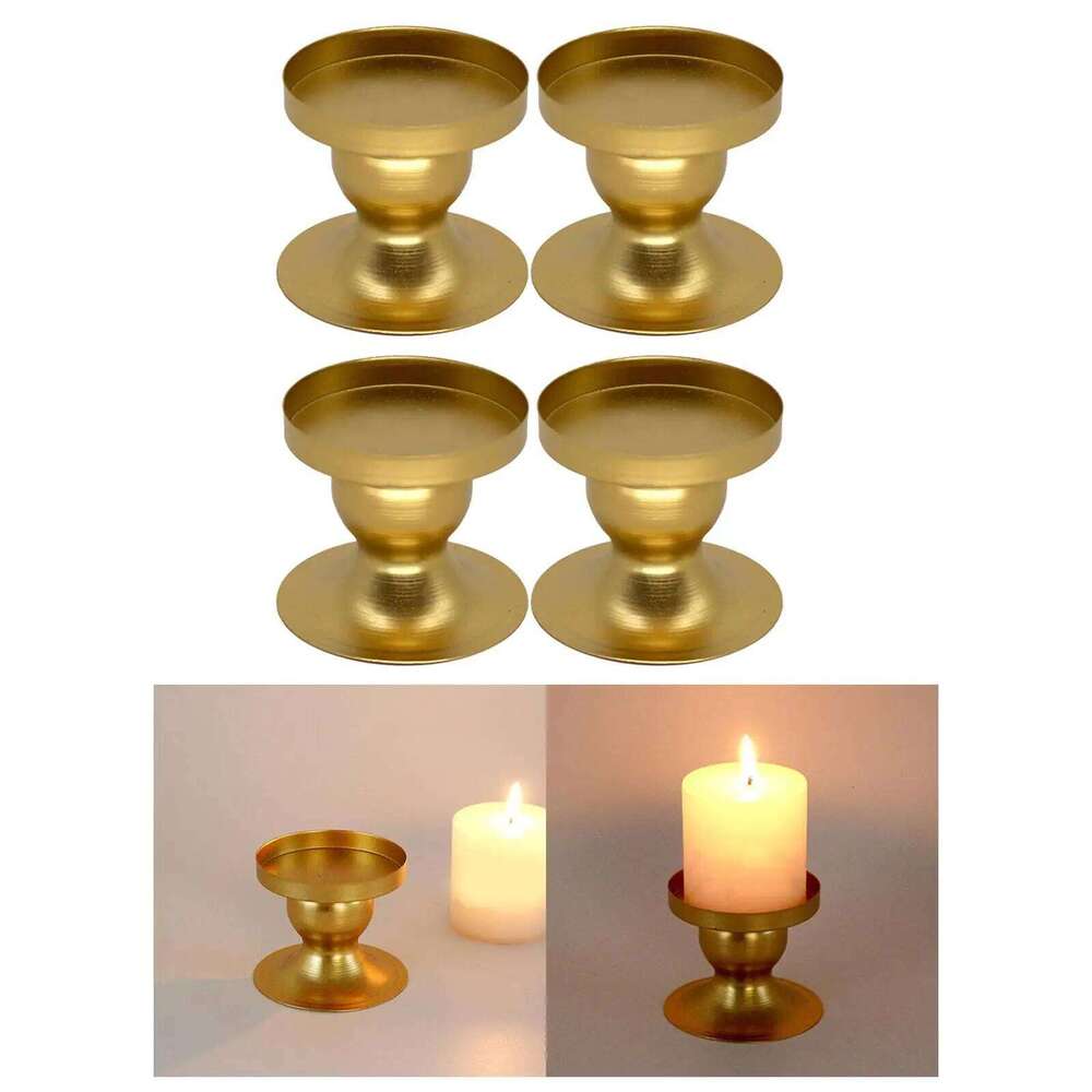 4Pcs Pillar Candle Candlestick Metal Structure Decorative Candlelight Holder for Wedding Table Centerpiece Durable Y260131
