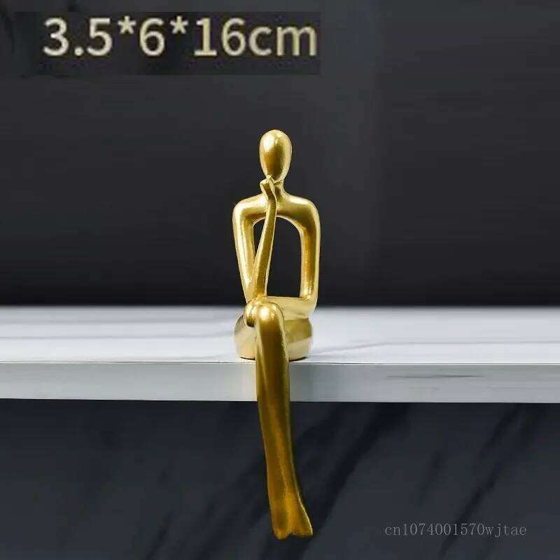 Luxury Gold Abstract Figure Sculpture Home Decoration Office Wine Cabinet Living Room Decor Resin Beautiful Woman Sculpture, 1Pc Y260202