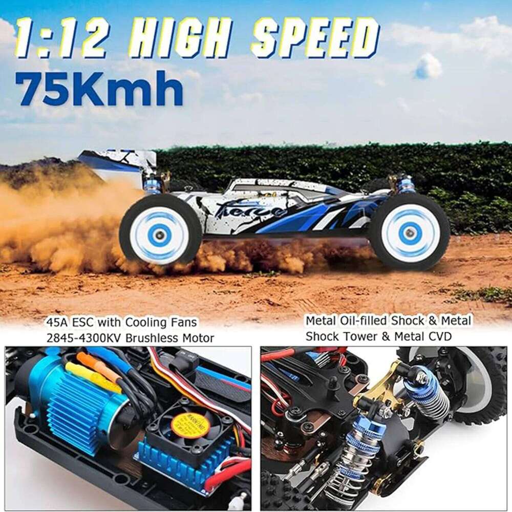 WLtoys 124017V2 Fast Car, 1/12 Brushless RC Car with Independent ESC Adults, 75km/h, Suitable for Outdoors and Gifts Y260131